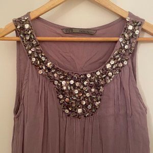 zara // metallic trim mini dress